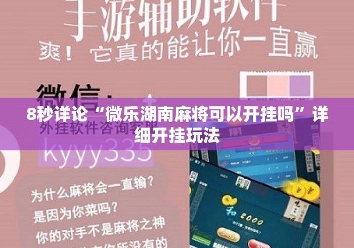 8秒详论“微乐湖南麻将可以开挂吗”详细开挂玩法