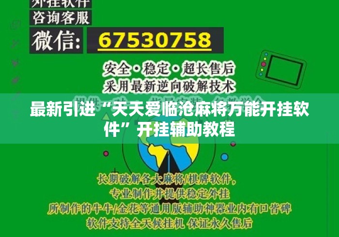 最新引进“天天爱临沧麻将万能开挂软件”开挂辅助教程