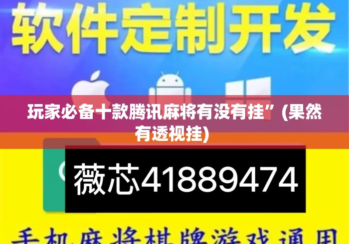 玩家必备十款腾讯麻将有没有挂	”(果然有透视挂) 