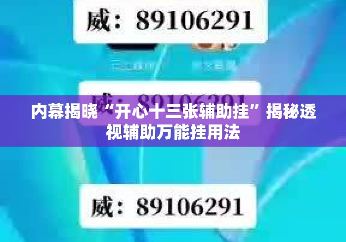 内幕揭晓“开心十三张辅助挂	”揭秘透视辅助万能挂用法