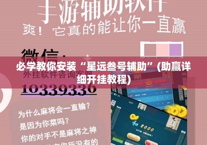 必学教你安装“星远叁号辅助”(助赢详细开挂教程)