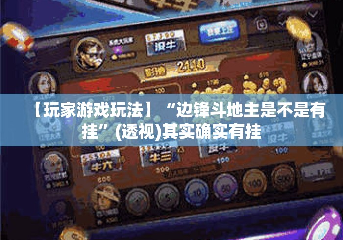 【玩家游戏玩法】“边锋斗地主是不是有挂	”(透视)其实确实有挂