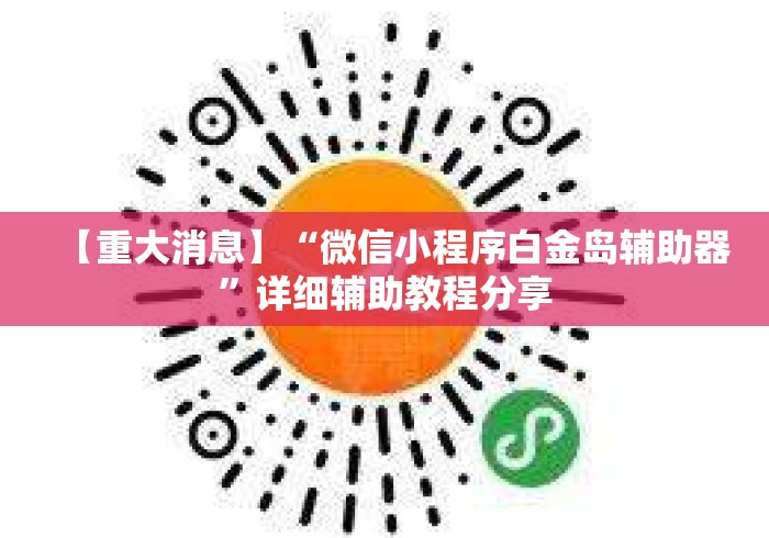 【重大消息】“微信小程序白金岛辅助器”详细辅助教程分享