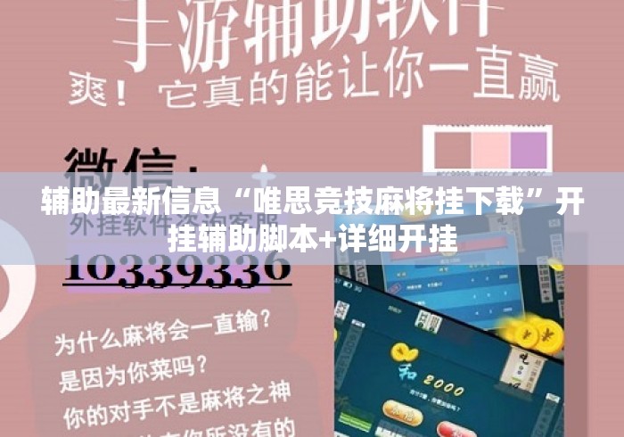 辅助最新信息“唯思竞技麻将挂下载	”开挂辅助脚本+详细开挂