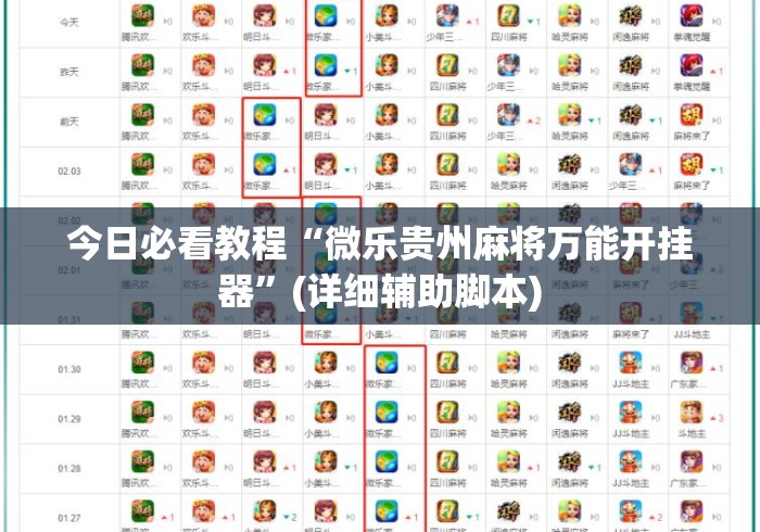 今日必看教程“微乐贵州麻将万能开挂器”(详细辅助脚本)