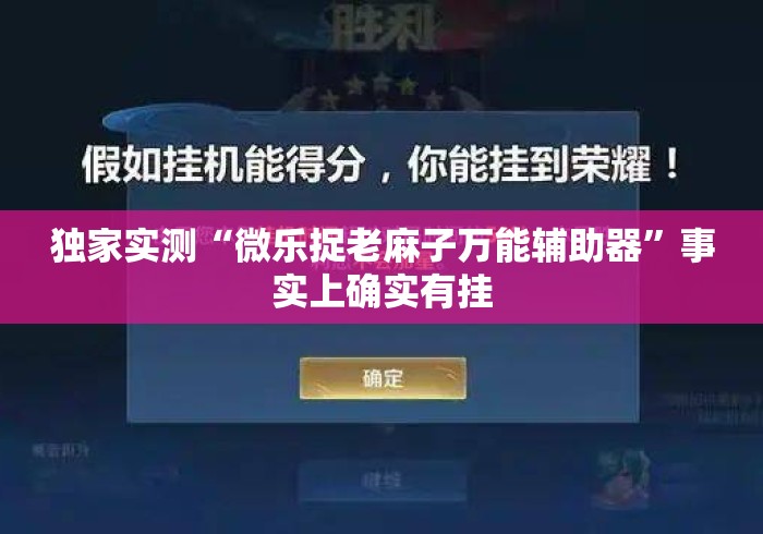 独家实测“微乐捉老麻子万能辅助器”事实上确实有挂