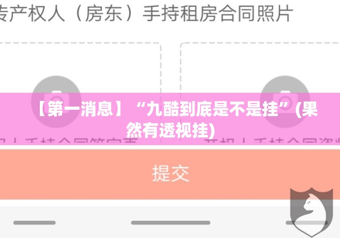 【第一消息】“九酷到底是不是挂	”(果然有透视挂)