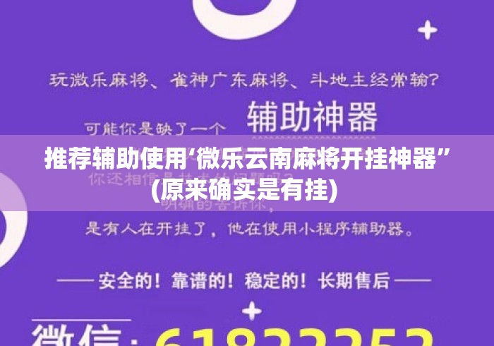 推荐辅助使用‘微乐云南麻将开挂神器”(原来确实是有挂) 