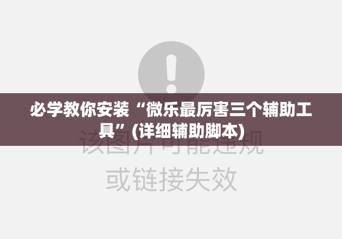 必学教你安装“微乐最厉害三个辅助工具”(详细辅助脚本)