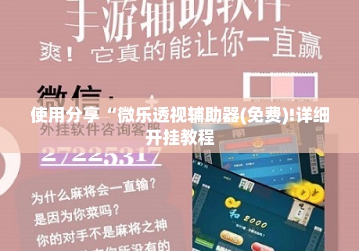 使用分享“微乐透视辅助器(免费)!详细开挂教程