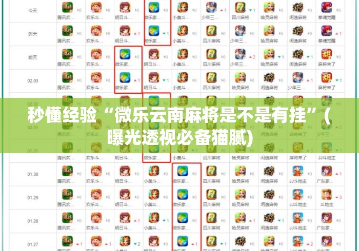 秒懂经验“微乐云南麻将是不是有挂”(曝光透视必备猫腻)