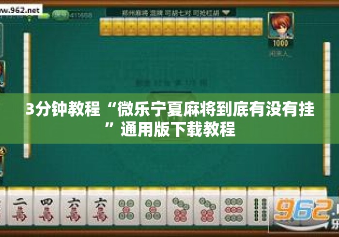 3分钟教程“微乐宁夏麻将到底有没有挂”通用版下载教程