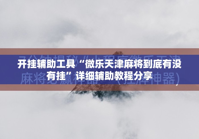 开挂辅助工具“微乐天津麻将到底有没有挂”详细辅助教程分享