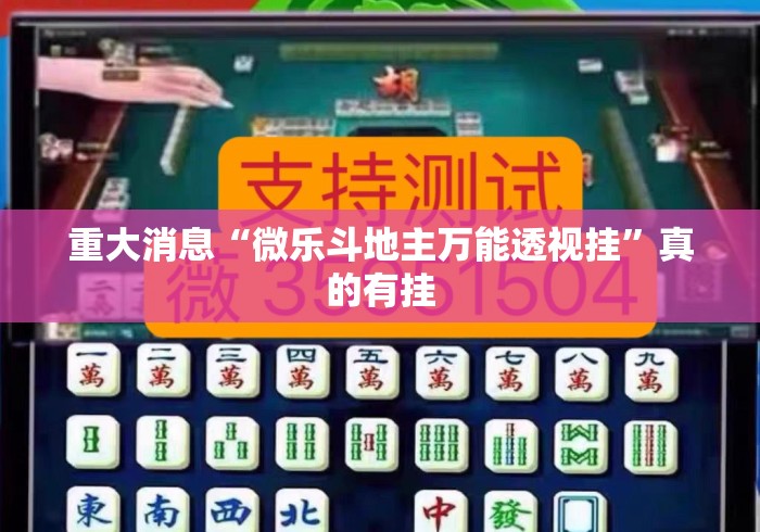重大消息“微乐斗地主万能透视挂”真的有挂