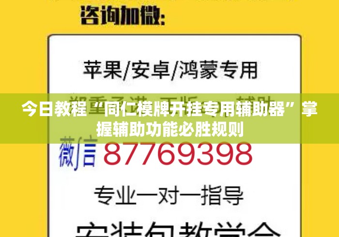 今日教程“同仁模牌开挂专用辅助器”掌握辅助功能必胜规则