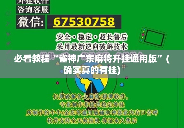 必看教程“雀神广东麻将开挂通用版”(确实真的有挂)