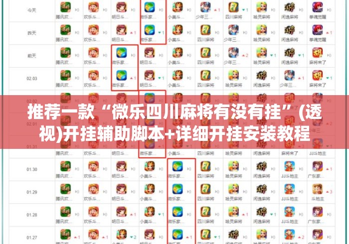 推荐一款“微乐四川麻将有没有挂	”(透视)开挂辅助脚本+详细开挂安装教程
