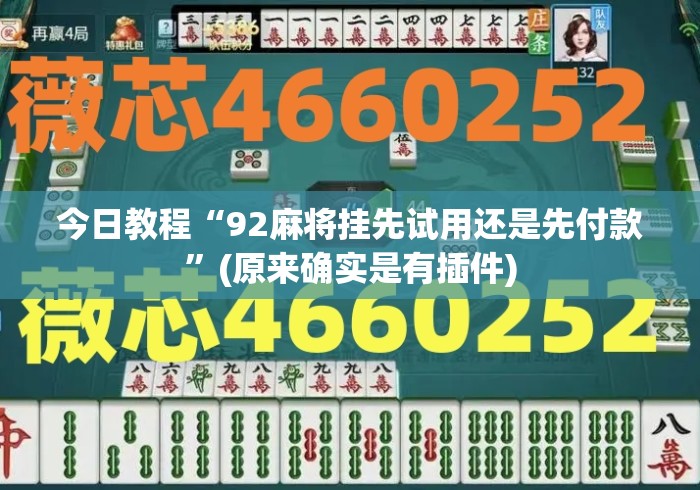 今日教程“92麻将挂先试用还是先付款	”(原来确实是有插件)