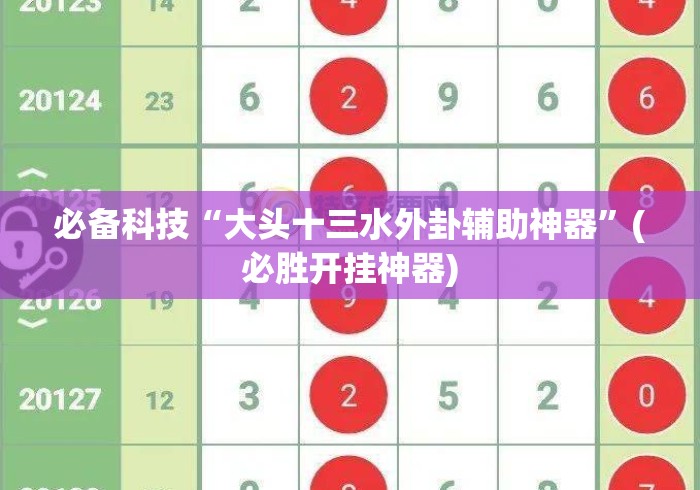 必备科技“大头十三水外卦辅助神器”(必胜开挂神器)