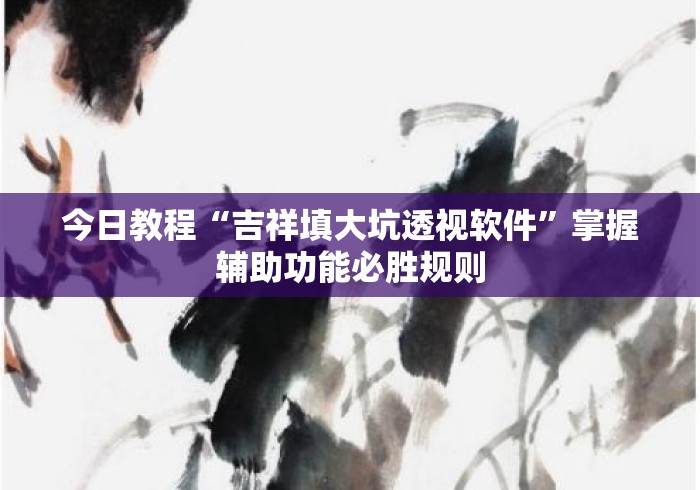 今日教程“吉祥填大坑透视软件”掌握辅助功能必胜规则