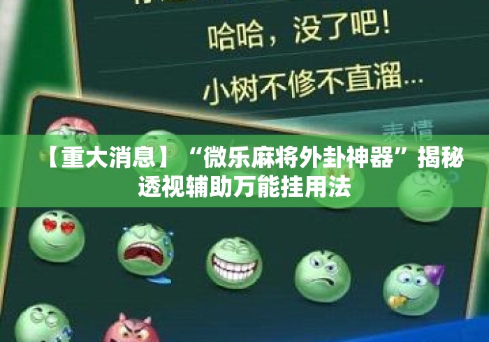 【重大消息】“微乐麻将外卦神器”揭秘透视辅助万能挂用法