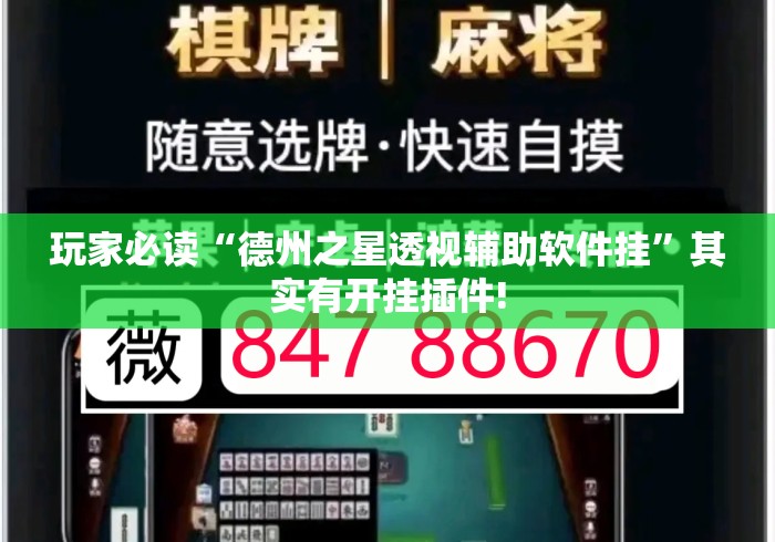 玩家必读“德州之星透视辅助软件挂”其实有开挂插件!