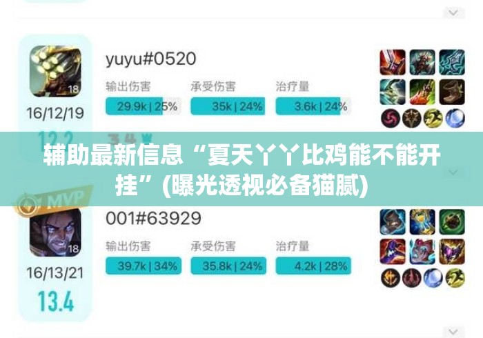 辅助最新信息“夏天丫丫比鸡能不能开挂”(曝光透视必备猫腻)