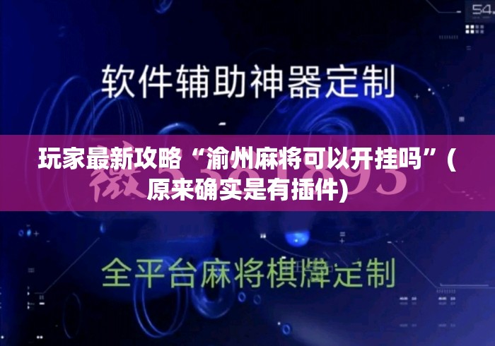 玩家最新攻略“渝州麻将可以开挂吗	”(原来确实是有插件)