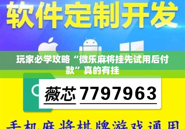 玩家必学攻略“微乐麻将挂先试用后付款”真的有挂