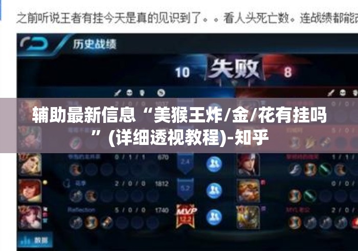 辅助最新信息“美猴王炸/金/花有挂吗”(详细透视教程)-知乎