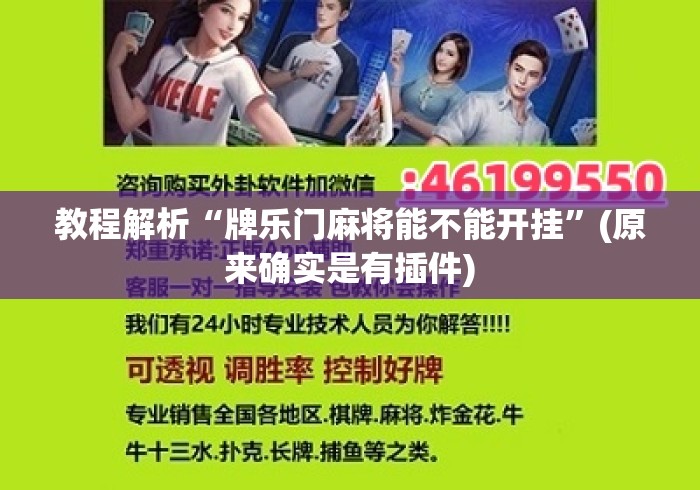 教程解析“牌乐门麻将能不能开挂	”(原来确实是有插件)
