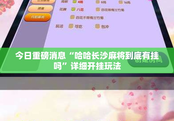 今日重磅消息“哈哈长沙麻将到底有挂吗”详细开挂玩法