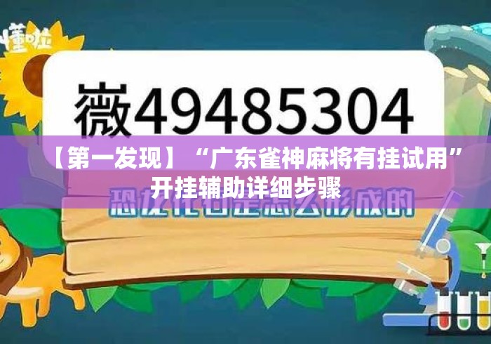 【第一发现】“广东雀神麻将有挂试用”开挂辅助详细步骤