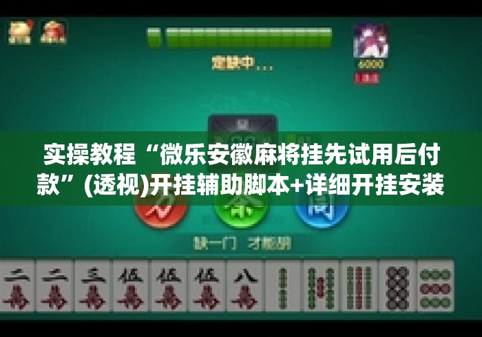 实操教程“微乐安徽麻将挂先试用后付款”(透视)开挂辅助脚本+详细开挂安装教程