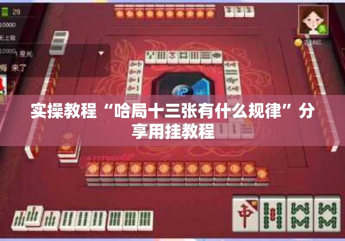 实操教程“哈局十三张有什么规律”分享用挂教程