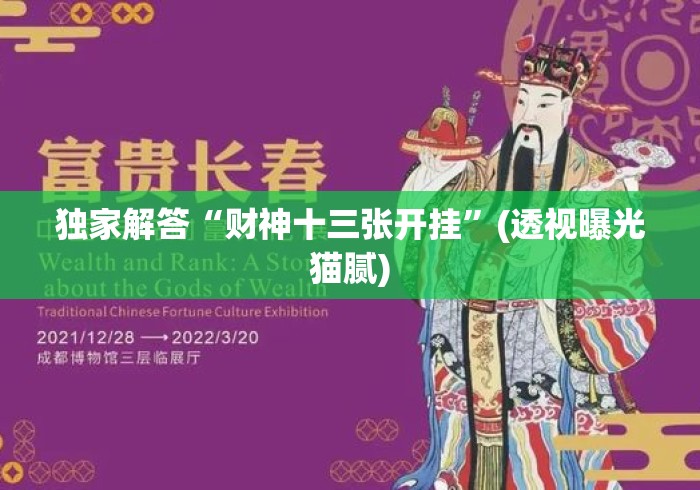 独家解答“财神十三张开挂”(透视曝光猫腻)