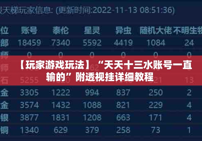 【玩家游戏玩法】“天天十三水账号一直输的”附透视挂详细教程 