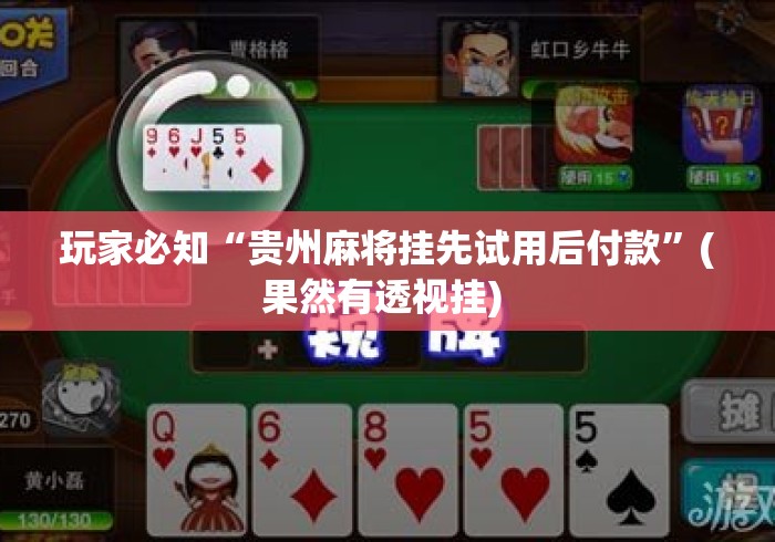 玩家必知“贵州麻将挂先试用后付款	”(果然有透视挂) 