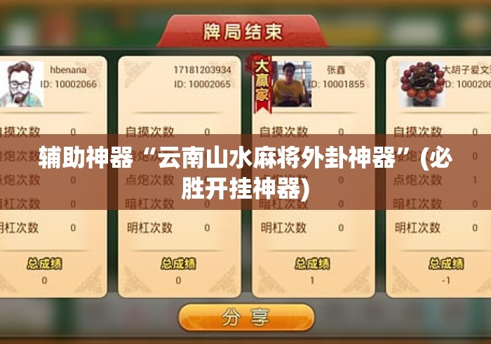 辅助神器“云南山水麻将外卦神器”(必胜开挂神器)