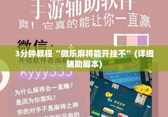 3分钟教程“微乐麻将能开挂不	”(详细辅助脚本)