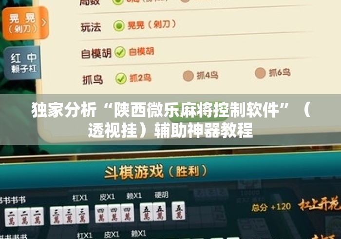 独家分析“陕西微乐麻将控制软件	”（透视挂）辅助神器教程