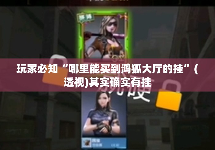 玩家必知“哪里能买到鸿狐大厅的挂	”(透视)其实确实有挂