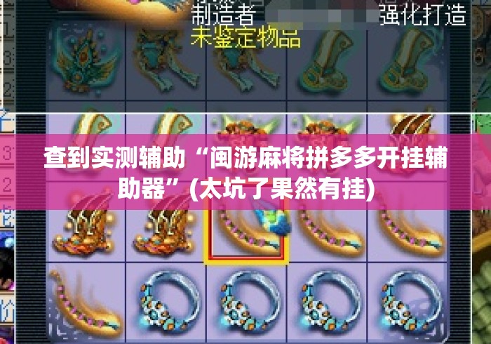 查到实测辅助“闽游麻将拼多多开挂辅助器”(太坑了果然有挂)