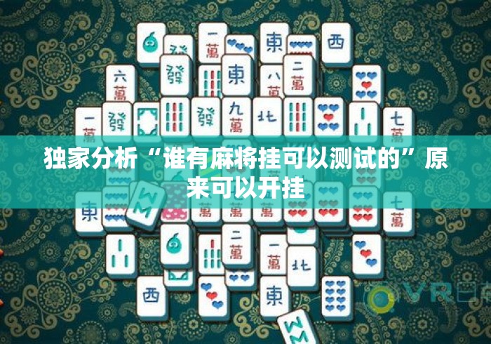 独家分析“谁有麻将挂可以测试的”原来可以开挂