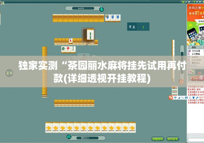 独家实测“茶园丽水麻将挂先试用再付款(详细透视开挂教程) 独家实测“茶园丽水麻将挂先试用再付款(详细透视开挂教程)