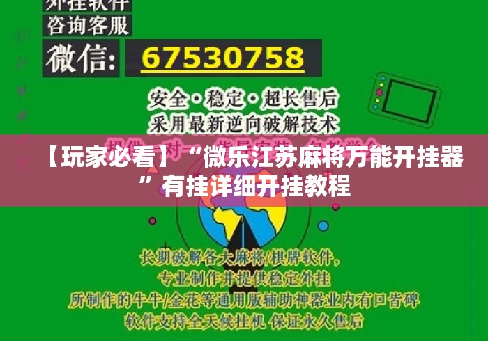 【玩家必看】“微乐江苏麻将万能开挂器”有挂详细开挂教程