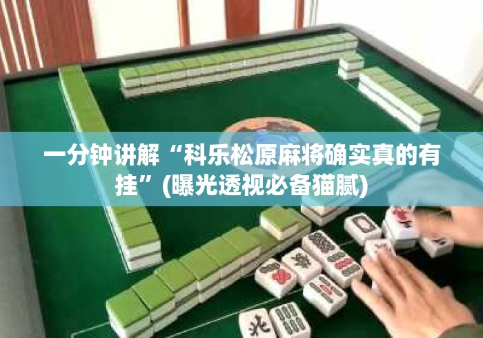 一分钟讲解“科乐松原麻将确实真的有挂	”(曝光透视必备猫腻)