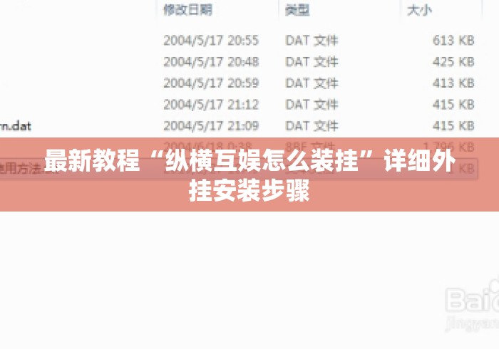 最新教程“纵横互娱怎么装挂”详细外挂安装步骤