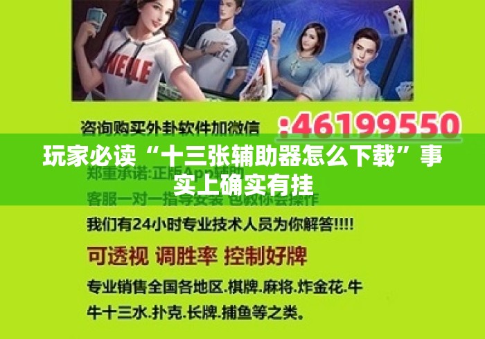 玩家必读“十三张辅助器怎么下载	”事实上确实有挂