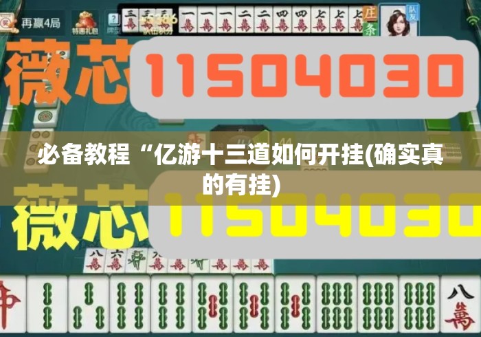 必备教程“亿游十三道如何开挂(确实真的有挂)